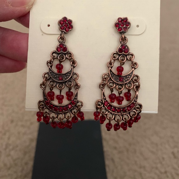 M Haskell burgundy chandelier earrings - Picture 8 of 9
